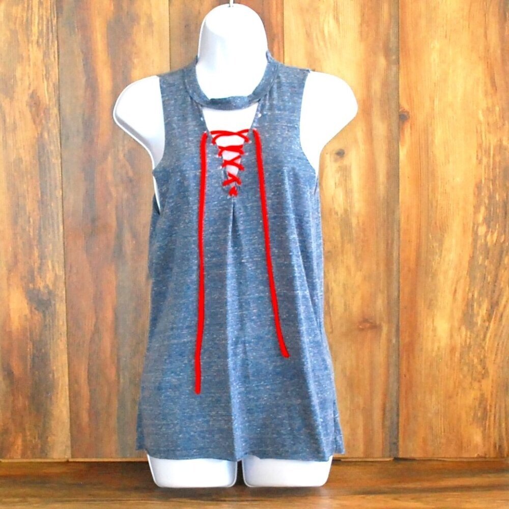 BKE Buckle Womens Tie Tank Top Blue/Red M